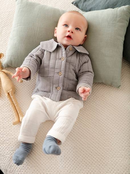 Veste en gaze de coton Bébé personnalisable bleu jean - vertbaudet enfant 