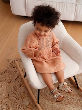 Embroidered Dress in Cotton Gauze, for Babies  - vertbaudet enfant