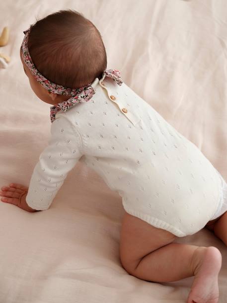 Barboteuse naissance et son bandeau écru - vertbaudet enfant 