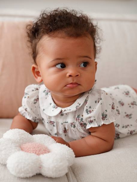 Short Sleeve Floral T-Shirt for Babies ecru - vertbaudet enfant 