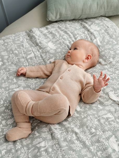 3-Piece Knitted Ensemble: Cardigan, Trousers & Booties for Newborn Babies marl beige - vertbaudet enfant 
