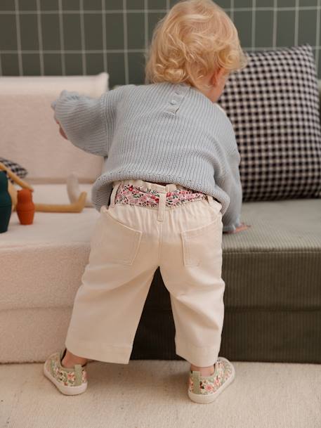 Pantalon large bébé avec ceinture à nouer écru - vertbaudet enfant 