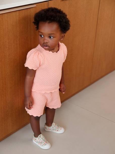 Knitted Top + Shorts Combo for Babies rose - vertbaudet enfant 