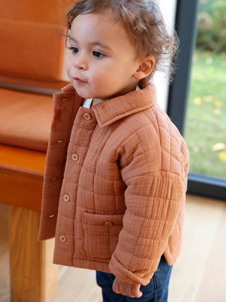 Veste matelassée bébé en gaze de coton rouille - vertbaudet enfant 