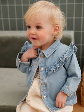 Denim Jacket with Ruffles for Babies  - vertbaudet enfant