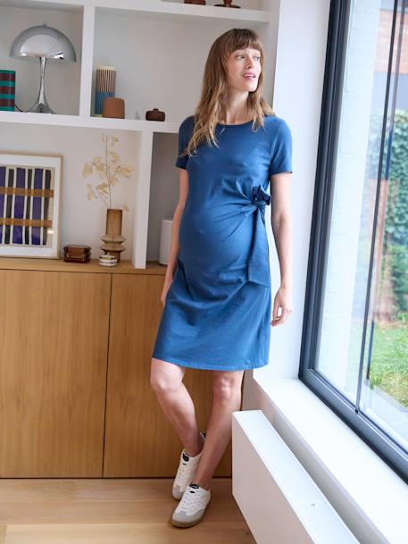 Cropped Dress with Bow for Maternity ocean blue - vertbaudet enfant 