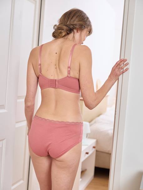 Padded, Very Soft-to-the-Touch Bra, Nursing Special old rose+white - vertbaudet enfant 