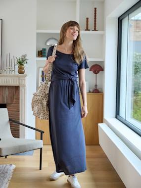 Long Jersey Knit Dress with Short Sleeves for Maternity  - vertbaudet enfant