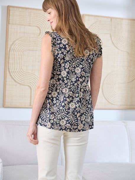 Sleeveless Loose-Fitting Blouse, Maternity & Nursing Special printed grey - vertbaudet enfant 