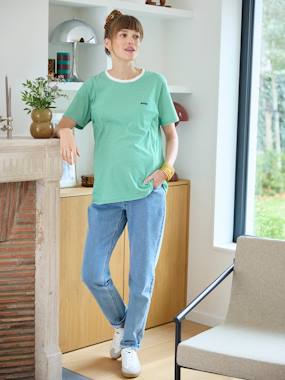 Maternity-Nursing Clothes-Striped Cotton T-Shirt, Maternity & Nursing Special