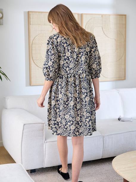Short, Floral Cotton Dress, Maternity & Nursing Special printed grey - vertbaudet enfant 
