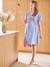 Short Buttoned Dress in Plain Cotton Slub, Maternity & Nursing Special blue - vertbaudet enfant 