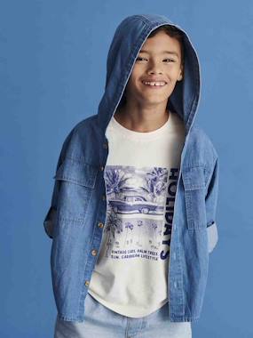 Hooded Shirt in Lightweight Denim for Boys  - vertbaudet enfant