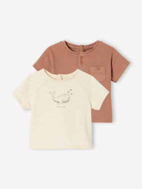 Lot de 2 T-shirts naissance en coton biologique  - vertbaudet enfant