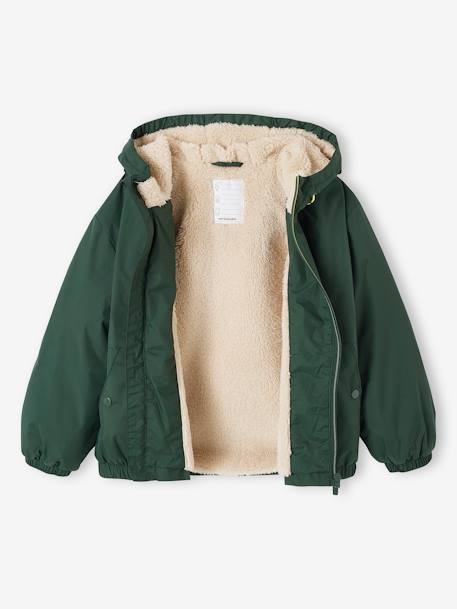 Coupe-vent garçon doublé sherpa à capuche caramel+kaki+marine+olive - vertbaudet enfant 