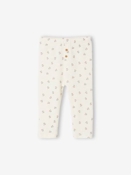 Plain Rib Knit Leggings for Babies printed beige - vertbaudet enfant 