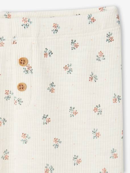 Plain Rib Knit Leggings for Babies printed beige - vertbaudet enfant 