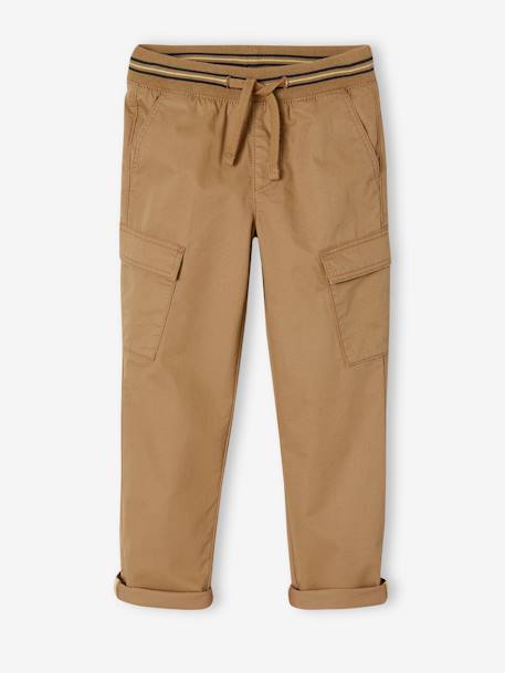 Easy-to-Slip-On Cargo-Style Trousers for Boys night blue+sandy beige - vertbaudet enfant 