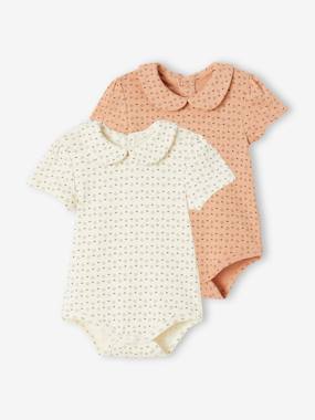 Pack of 2 Openwork Bodysuits in Organic Cotton for Newborns  - vertbaudet enfant
