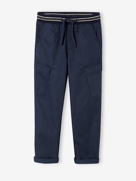 Pantalon style cargo facile à enfiler garçon bleu nuit+sable - vertbaudet enfant 
