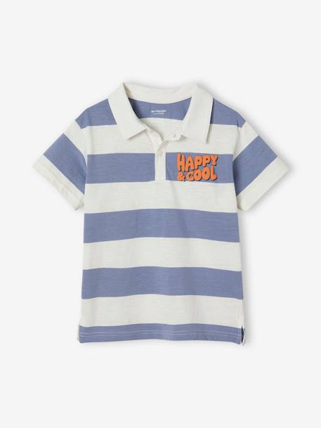 Short Sleeve Polo Shirt with Wide Stripes, for Boys striped blue - vertbaudet enfant 