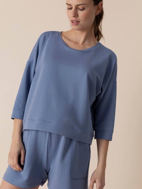 Oversized Short Pyjamas for Maternity, ENVIE DE FRAISE grey blue - vertbaudet enfant 