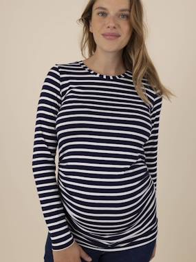 Maternity-T-shirts & Tops-Striped Top for Maternity, Katia Rayé by ENVIE DE FRAISE