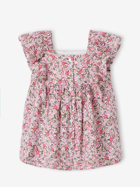 Dress with Ruffles for Babies chequered pink+printed pink - vertbaudet enfant 