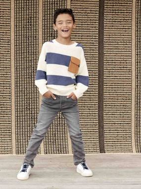 Straight Cut Denim-Effect Fleece Trousers, for Boys  - vertbaudet enfant