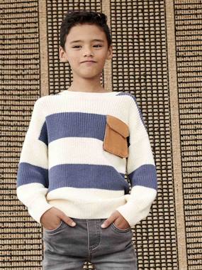 Boys-Cardigans, Jumpers & Sweatshirts-Jumpers-Jumper with Wide Stripes for Boys