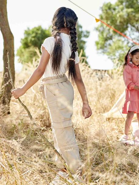 Pantalon cargo fluide fille sable - vertbaudet enfant 