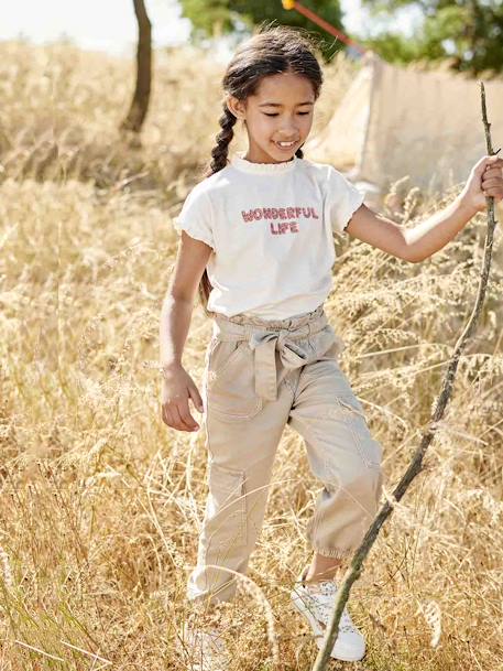 Pantalon cargo fluide fille sable - vertbaudet enfant 
