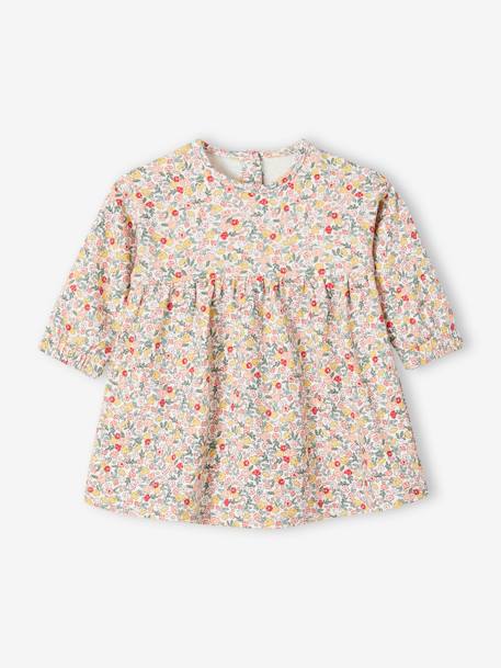 Ensemble bébé fille 3 pièces robe cardigan bandeau bleu grisé+corail+vieux rose - vertbaudet enfant 