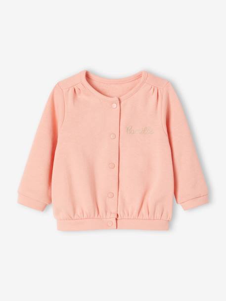 Ensemble bébé fille 3 pièces robe cardigan bandeau bleu grisé+corail+vieux rose - vertbaudet enfant 
