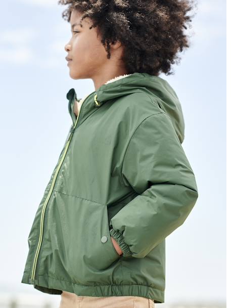 Coupe-vent garçon doublé sherpa à capuche caramel+kaki+marine+olive - vertbaudet enfant 