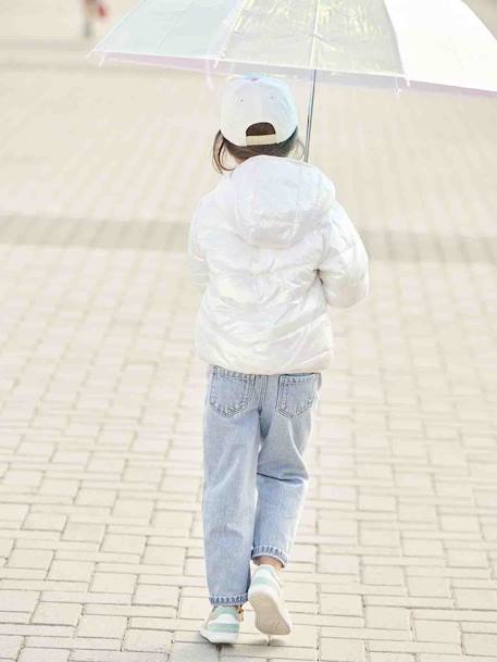 Doudoune fille légère effet brillant écru+métallisée arc-en-ciel - vertbaudet enfant 