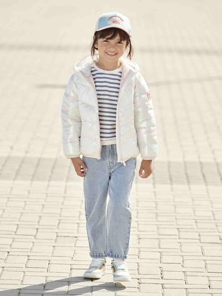 Lightweight Jacket with Shiny Iridescent Effect, for Girls ecru+GREY LIGHT METALLIZED - vertbaudet enfant 