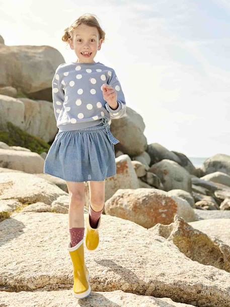 Jupe-short en denim léger fille stone - vertbaudet enfant 
