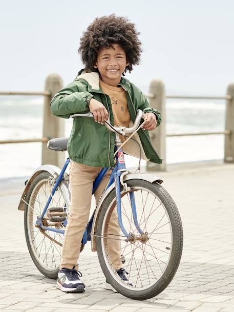 Coupe-vent garçon doublé sherpa à capuche caramel+kaki+marine+olive - vertbaudet enfant 