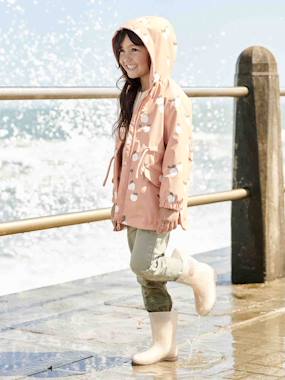 -Hooded Raincoat with Magical Motifs for Girls