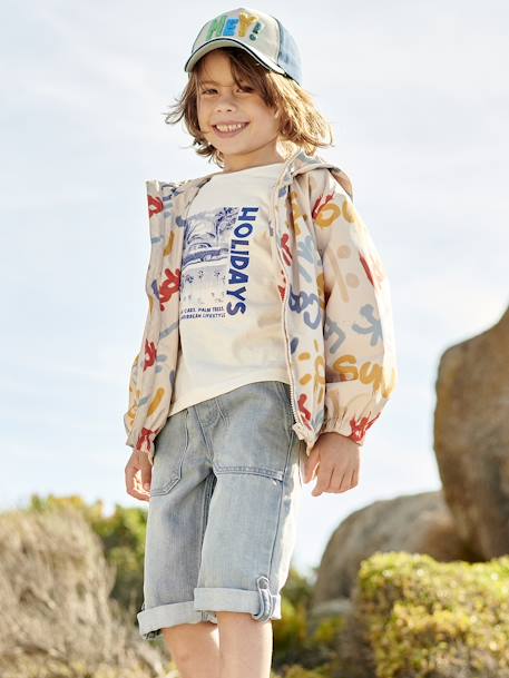 Indestructible Cropped Denim Trousers, Roll-Up into Bermudas for Boys double stone - vertbaudet enfant 
