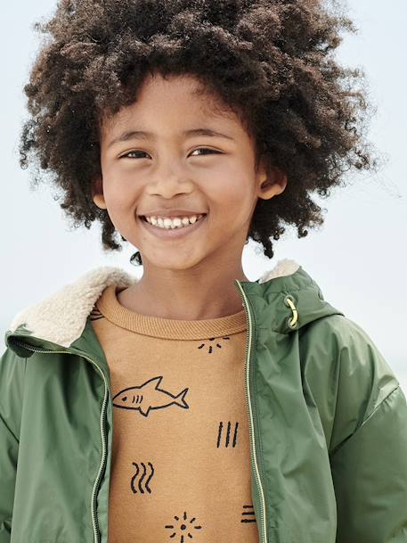 Coupe-vent garçon doublé sherpa à capuche caramel+kaki+marine+olive - vertbaudet enfant 