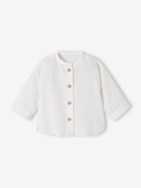 Shirt & Dungarees Ensemble in Linen & Cotton for Newborn Babies clay beige - vertbaudet enfant 