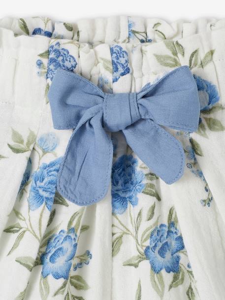 Short cérémonie en gaze de coton finitions écailles fille bleu imprimé+corail+rose nude - vertbaudet enfant 