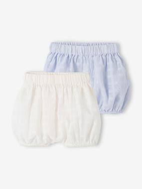 -Set of 2 Embroidered Bloomer Shorts for Newborn Babies