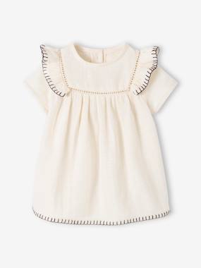 Cotton Gauze Dress for Newborn Babies  - vertbaudet enfant