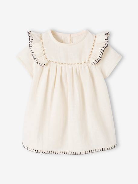 Robe en gaze de coton naissance écru - vertbaudet enfant 
