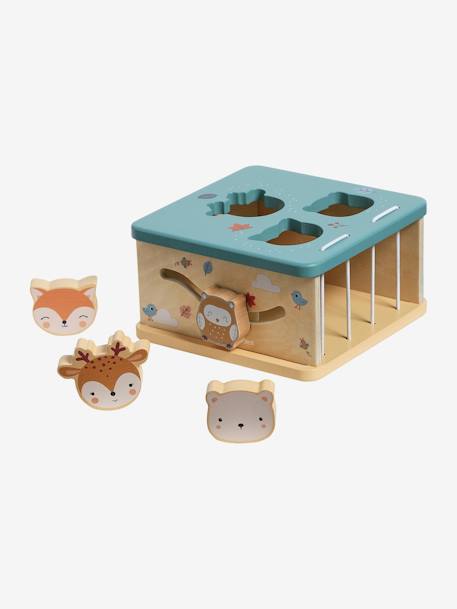 Cube with Shape Sorter in FSC® Wood, Forest Friends blue - vertbaudet enfant 