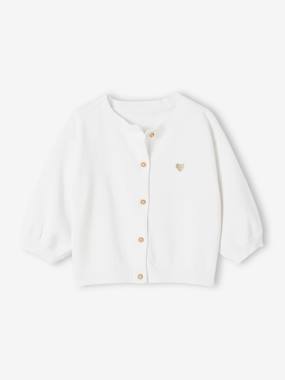 Bébé-Pull, gilet, sweat-Gilet-Gilet bébé en tricot broderie coeur