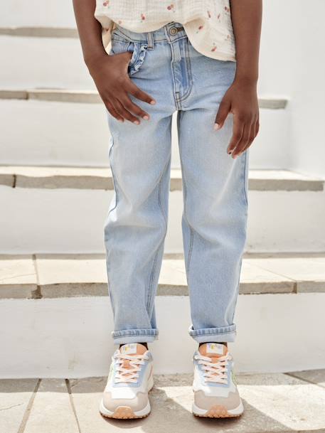 MEDIUM Hip, Straight Leg MorphologiK Jeans for Girls bleached denim+stone - vertbaudet enfant 